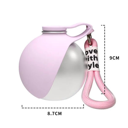 285ML Stainless Steel Pet Water Bottle Leak-Proof Dogs Drink Bottle with Silicone Bowl Puppy Drink Dispenser for Travel Walking