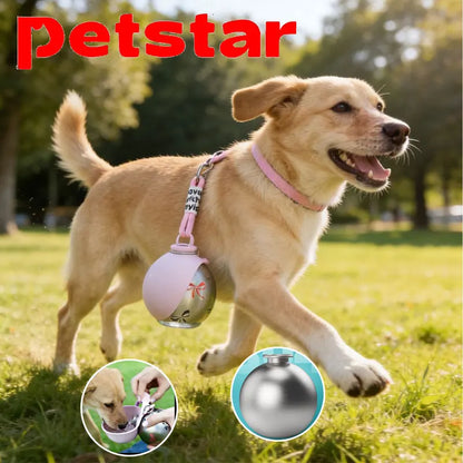285ML Stainless Steel Pet Water Bottle Leak-Proof Dogs Drink Bottle with Silicone Bowl Puppy Drink Dispenser for Travel Walking