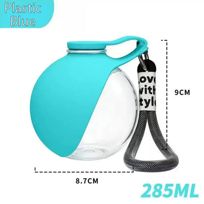 285ML Stainless Steel Pet Water Bottle Leak-Proof Dogs Drink Bottle with Silicone Bowl Puppy Drink Dispenser for Travel Walking