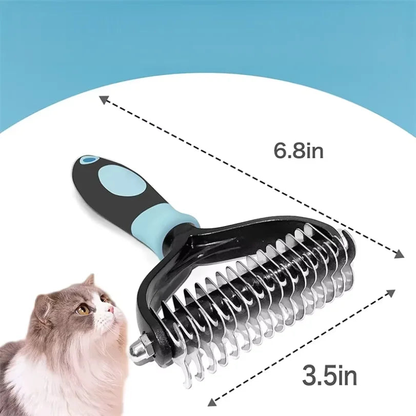 Professional Pet Deshedding Brush 2 Sided Dematting Dog Comb Cat Brush Rake Puppy Grooming Tools Undercoat Shedding Flying Hair